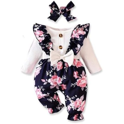 Newborn Baby Girl Clothes Infant One-Piece Romper+Jumpsuit+Bodysuit+Headband Fall Winter Outfits New Born Set