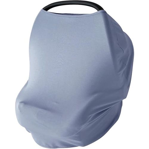 Baby Car Seat Cover, Supersoft Bamboo Viscose Carseat Cover for Infant Boys & Girls, Breathable Multi-Use Breastfeeding Covers, Canopy for Carrier, Stroller, Shopping Cart & High Chair