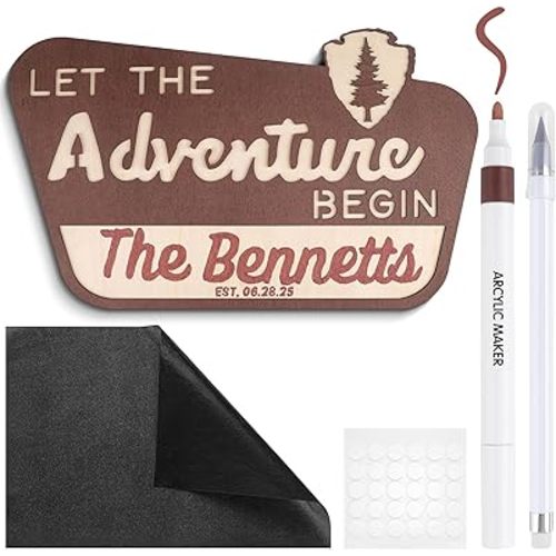 Luoyadee Personalized National Park Sign, Includes Name Template, Wood Camping Wedding Signs, National Park Family Name Sign Anniversary Valentines Day Christmas Gifts for newlyweds, Daughter, Son (LET THE Adventure BEGIN)