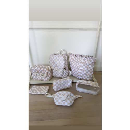 Classic checkerboard Mickey Mouse printed backpack- classic checkerboard Mickey Mouse pouch- classic checkerboard Mickey Fanny- classic tote
