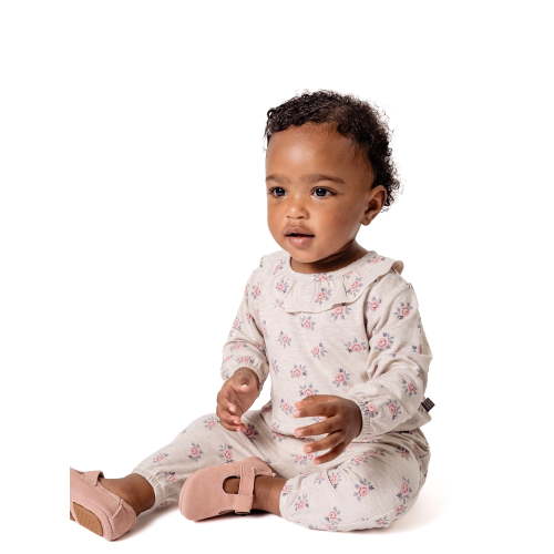 Modern Moments by Gerber Baby Girl Ruffle Collar Top and Pant Outfit Set, 2-Piece, Sizes 0/3 Months - 24 Months