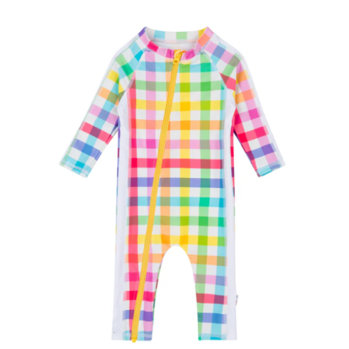 6-12 Months, Sunsuit - Long Sleeve Romper Swimsuit | "Picnic Party"