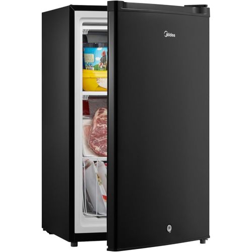 Midea MRU03M2ABB Upright Freezer, 3.0 Cubic Feet Mini Freezer, For Kitchen Apartment Office Basement or Dormitory, Black