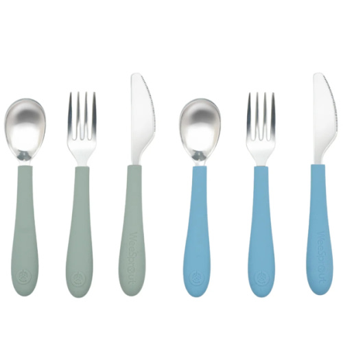 WeeSprout | Kids Stainless Steel Utensils Set Silverware | 2 Spoons 2 Forks 2 Knives