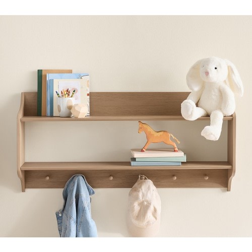 Seadrift Wood Shelf With Pegs (17" x 36")