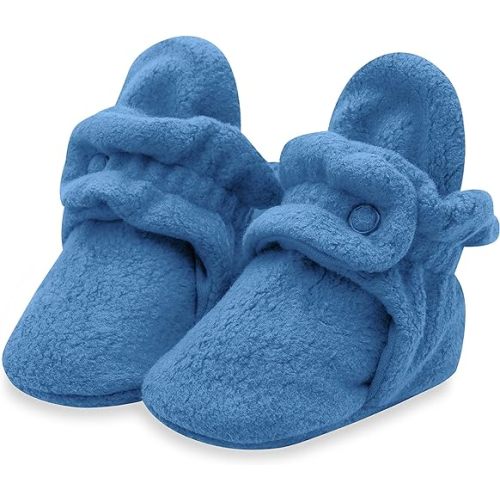 Zutano Unisex Fleece Baby Booties, Soft Sole and Non Slip | Stay On Slipper Socks for Infant/Toddler, Girls, Boys 3-24 Months - 6 Months Infant - Periwinkle