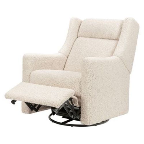 Babyletto Kiwi Deluxe Power Recliner and Swivel Glider with Heat and Massage - Almond Teddy Loop