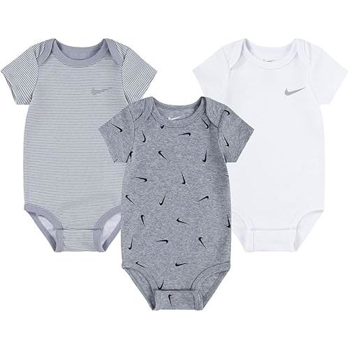 Nike 3-pack Assorted Swooshfetti Bodysuit (Dark Grey Heather, 6 months)