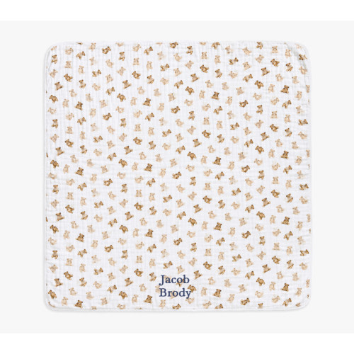 Teddy Bear Oversized Organic Muslin Baby Blanket