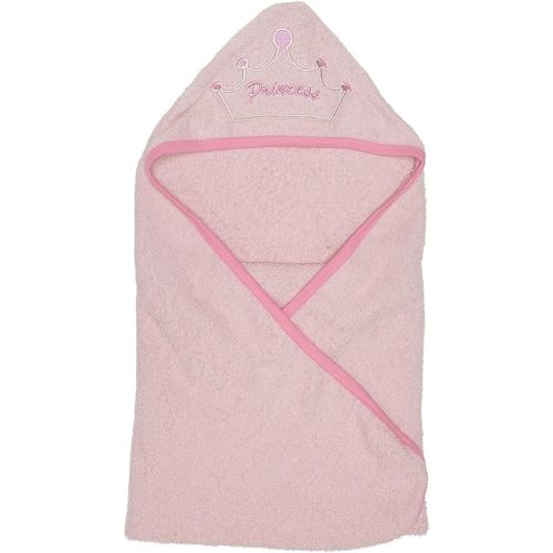 EVERYDAY KIDS Hooded Baby Toddler Bath Towel for Girls - 3D Pink Princess Towel with Crown; Soft and Absorbent Terry Cloth Hooded Towel for Young Kids; Baby Girl Bath Essential
