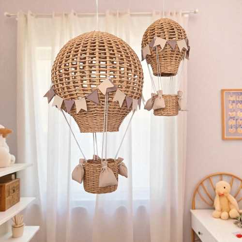 Hot air balloon nursery decor, Boho playroom decor, mobile neutral kids room, newbaby gift