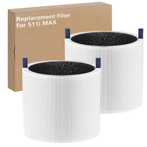 2-pack 511i MAX Replacement Filter Compatible with BLUEAIR HEPASilent Air Cleaner, Blue Pure F5MAX, Model Blue Pure 511i Max (NOT for 511）