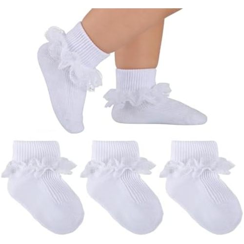 Baby Girl Ruffle Socks Cute Soft Cotton Lace Frilly Dress Socks