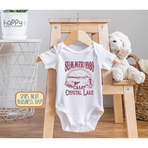 Camp Crystal Lake: 80s Horror Movie Fan Gift Onesie® Brand Baby Bodysuit