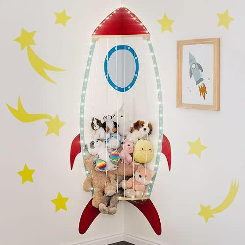 PUTSKA Corner Stuffed Animal Storage, Wall Mounted, Spaceship