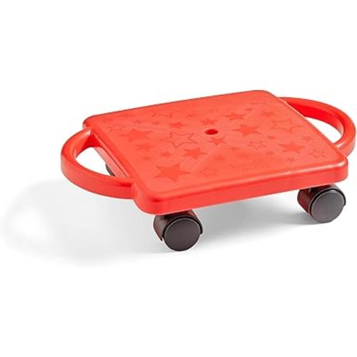 hand2mind Red Heavy-Duty Indoor Scooter Board with Handles, Floor Scooter, Sit Down Scooter, Gym Activities for Kids, Indoor Recess Games, Sport Scooters, Physical Education Equipment, Gross Motor Toy