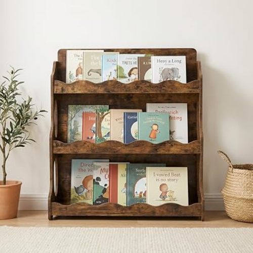 Wood Kids Bookshelf,Heat-treatedWood GrainPattern