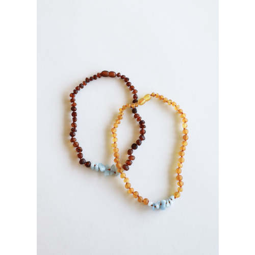 Raw Cognac Baltic Amber + Aquamarine || Necklace – CanyonLeaf