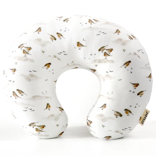 GRSSDER Nursing Pillow Cover, Stretchy Soft Minky Breast Feeding Pillow Covers, Fit Most Nursing Support Pillows for Breastfeeding, Comfortable Safe Pillow Cover, Lovely Birds