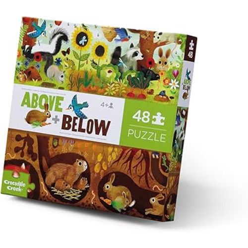 Crocodile Creek Above + Below 48-Piece Jigsaw Floor Puzzle - Fun Floor Puzzles for Kids Ages 4-8 - Backyard Discovery - 27 x 20 inches Finished