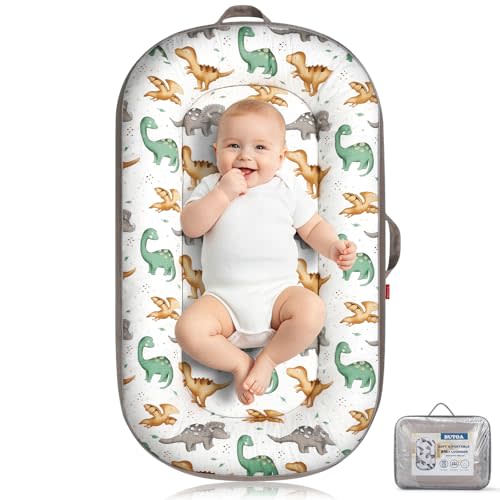 BUTOA Baby Lounger, Portable Infant Support Cushion for Newborn 0-24 Months | Soft Breathable Cotton, Tummy Time Play Mat, Double-sided Use, Washable Cover, Perfect Newborn Essentials Baby Shower Gifts