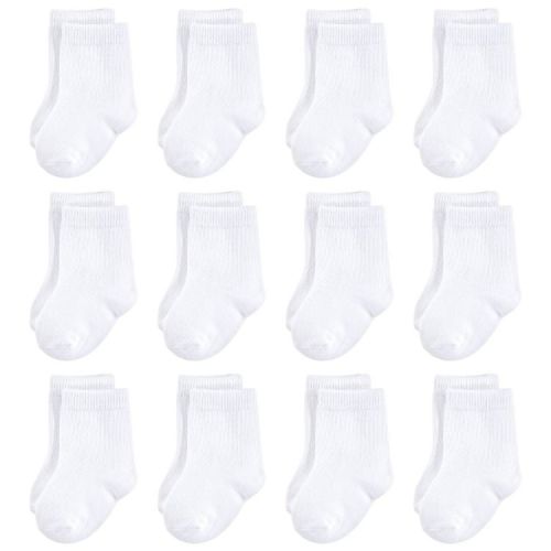 Touched by Nature Baby Organic Cotton Socks, White 12-Pack, 0-6 Months