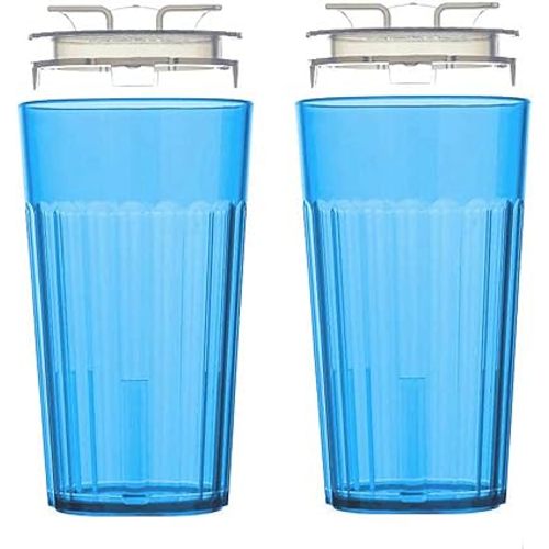 Reflo Smart Cup Bundle (Blue 2-Pack) Weaning and Self-Feeding Toddler Training Cup, Montessori Open Design, Slow-Spill 360 Rim Flow-Control, Made in USA, E-Guide via QR Code