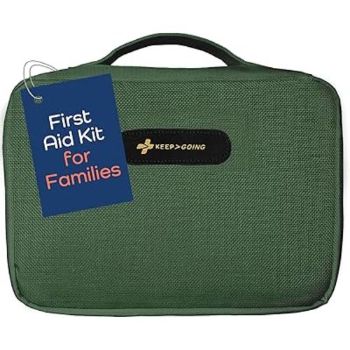KeepGoing Large Home First Aid Kit for Kids – 270 Pc. for Car, Home, Dorm, & Boat with Latex-Free Bandages – 10 x 7 x 3.5 in. Travel First Aid Kit (Hunter Green)