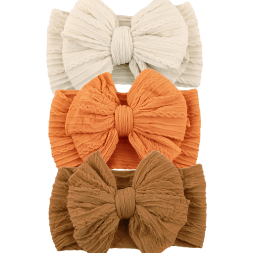 3-Pack Cable Bows, Almond/Orange/Oat
