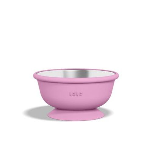 Lalo 12oz Stainless Steel Suction Baby Bowl - Bubble Gum