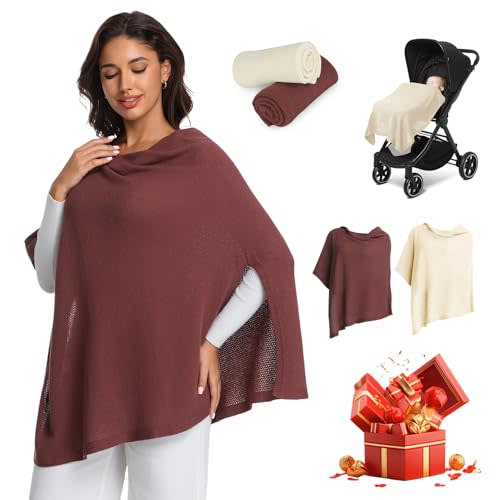 2pk Nursing Cover for Breastfeeding, Soft & Breathable Privacy Poncho, Multi-Use Feeding Shawl, Comfortable & Portable Breastfeeding Cover for Women Includes Mesh Laundry Bag