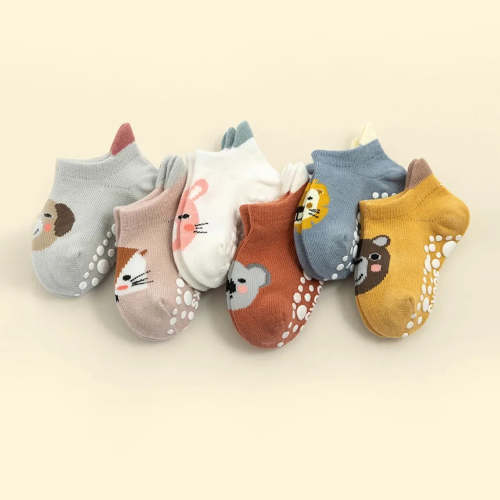 6 Pairs Cute Animals Anti-slip Cotton Baby Socks