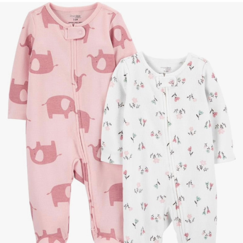Simple Joys by Carter's baby-girls 2-way Zip Thermal Footed Sleep and Play, Pack of 2