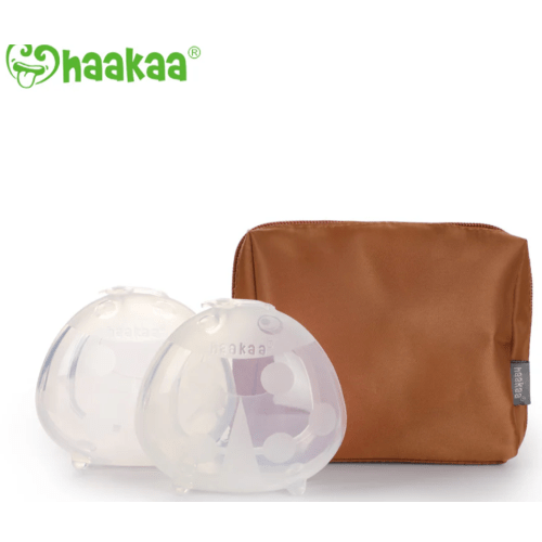 Haakaa Ladybug Silicone Milk Collector 5 oz/150 ml - 2 PACK with Storage Bag (Camel)