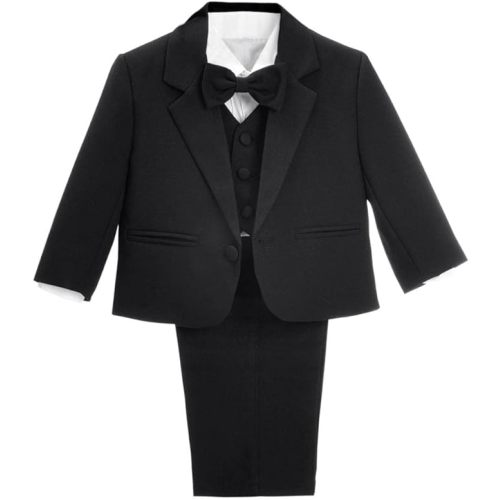 Dressy Daisy Baby Toddler Boy 5 Pcs Set Formal Tuxedo Suits No Tail Wedding Christening Baptism Outfits