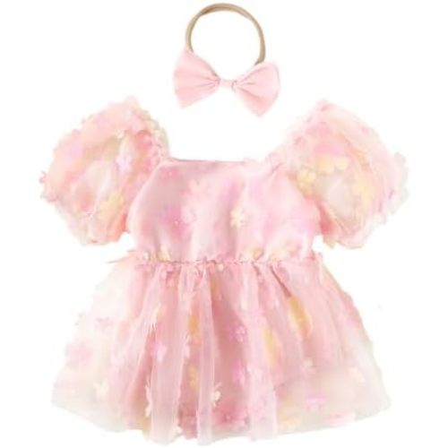 Baby Girl Summer Clothes Outfits Flutter Sleeve Denim Heart Romper One Piece Jumpsuit Bodysuit