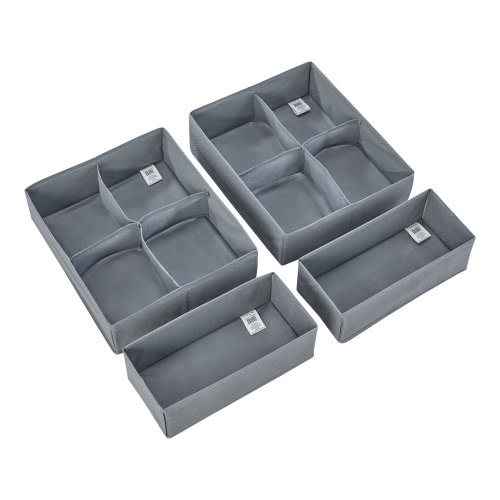 Children’s Drawer Organizers, Gray, 4-Pieces