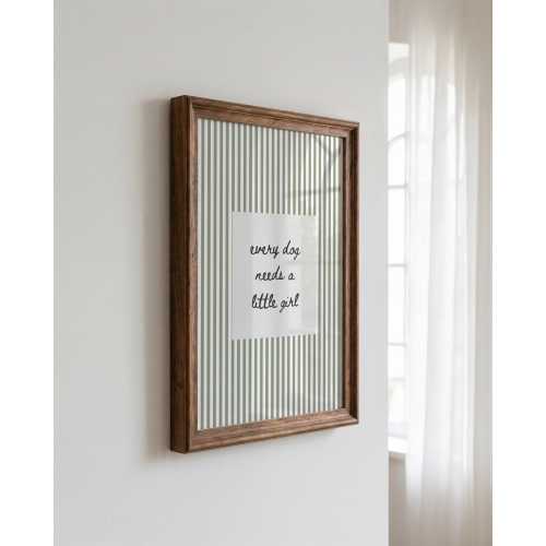 Every Dog Needs A Little Girl Sage Green Striped Dog Lover Wall Decor Cute Pet Bedroom Nursery Aesthetic Home Poster UNFRAMED Print
