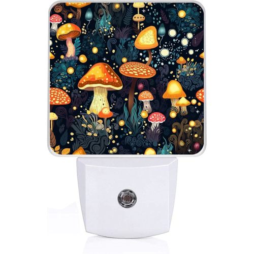 Mushrooms Night Light, Plug-into Wall Fantasy Forest Nightlight Lamp with Dusk to Dawn Sensor, Led Lamp 0.5W Energy Efficient for Boys Girls Adults Home Decor