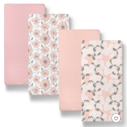 Cottage Floral Organic Bassinet Sheets 4-Pack for Boys and Girls
