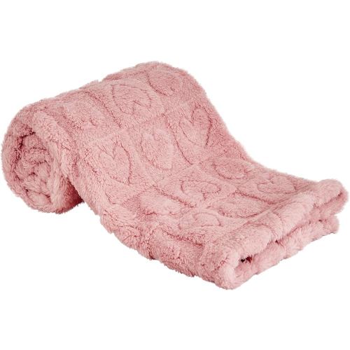Yurhap Fleece Baby Blanket Heart Checkered Blanket, Ultra Soft Cozy Baby Blankets for Girls Boys, Fluffy Infant Toddler Newborn Receiving Blankets for Crib Stroller 30”×40” (Dark Pink)