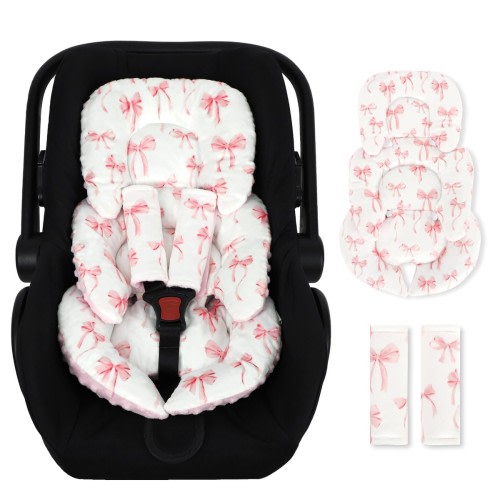 DAYEEBALL Infant Car Seat Head Body Support Cushion Pink Bow