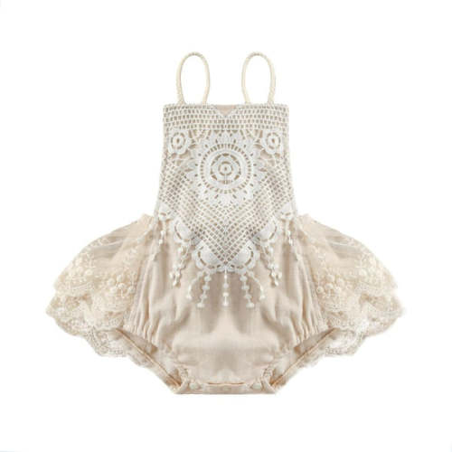Aliesha Crochet Frill Romper — Baby Girl Sleeveless Romper | Goo & Co.