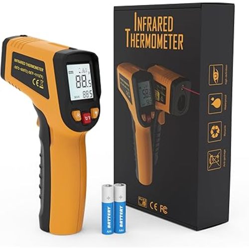 KNINE OUTDOORS Infrared Thermometer Laser Temperature Gun, -58℉ to 1112℉, Single Laser Targeting, Distance to Spot Ratio 12:1, for Cooking, Oven and Meat (Orange)