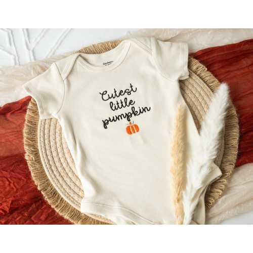 Embroidered Pumpkin Onesie®: Cutest Little Pumpkin, Baby's First Halloween