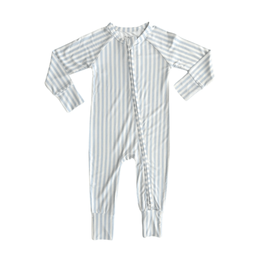 Blue Stripe Zipper Romper – In My Jammers