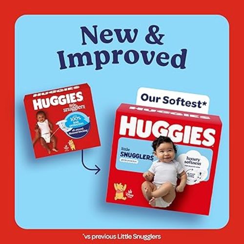 HUGGIES Little Snugglers Baby Diapers, White, No Flavor, Size 1, 96 Count