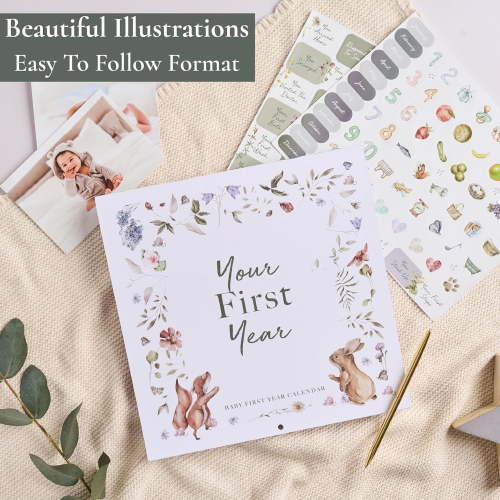 Baby's First Year Memory Calendar - 100 Stickers + Baby Tracker, Perfect 1st Year Milestone Calendar