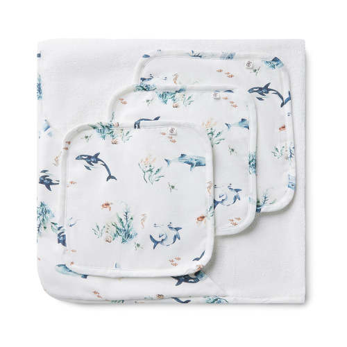 Ocean Organic Baby Towel & Wash Cloth Set