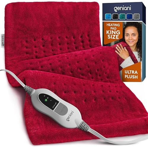 GENIANI Electric Heating Pad for Back Pain & Cramps Relief, Electric Throw, Self Care Gifts for Women, Heating Pad for Neck & Shoulder, Machine Washable Microplush, Auto Shut Off (12×24" Viva Magenta)